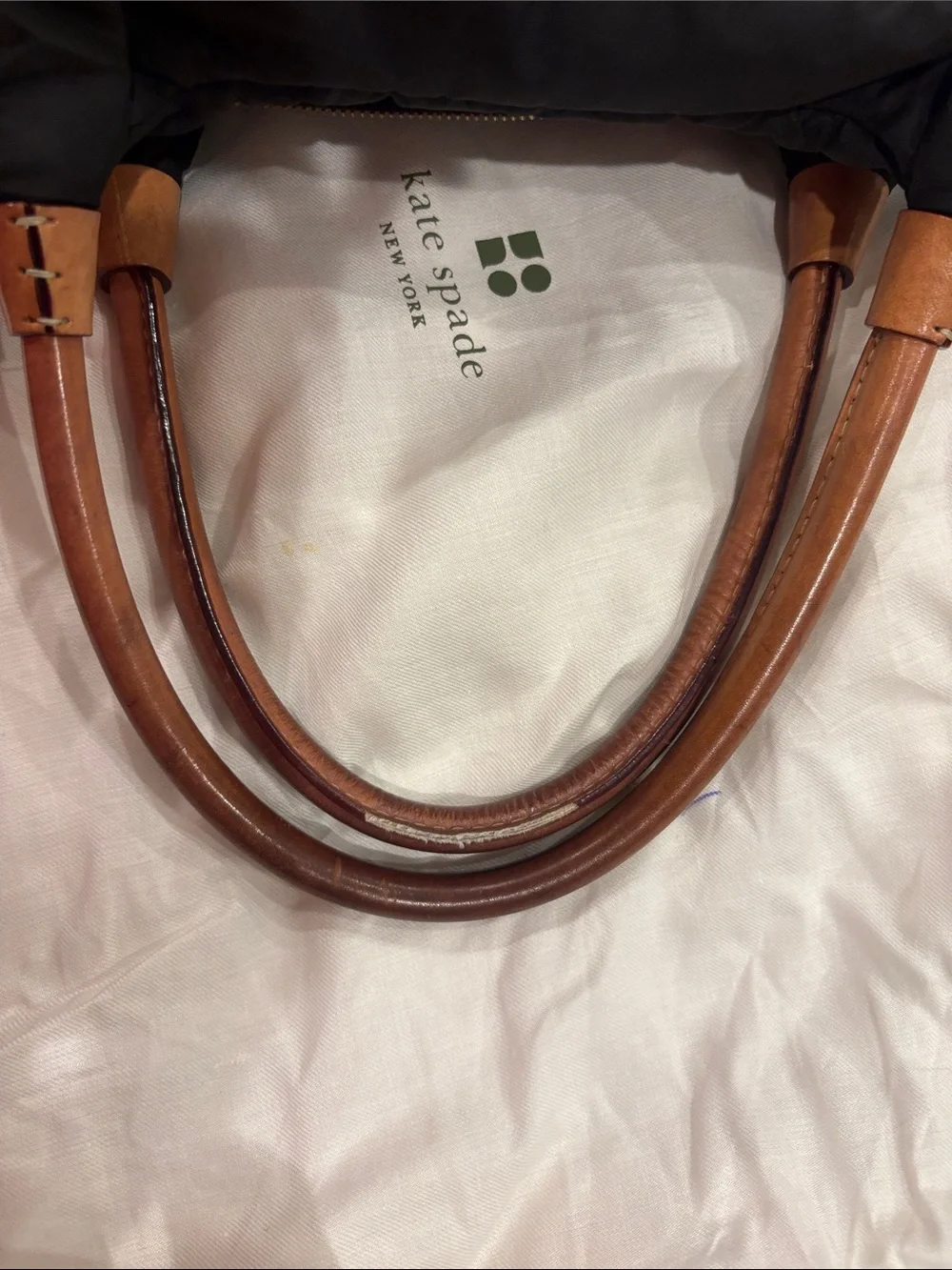 kate spade Black Nylon Shoulder Bag with Brown Leather Trim